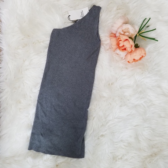 Zara Asymmetric Neckline One Shoulder GRAY - Picture 3 of 4